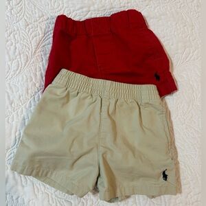 Red and Khaki Polo Ralph Lauren Baby Size 0-3 Months Shorts.